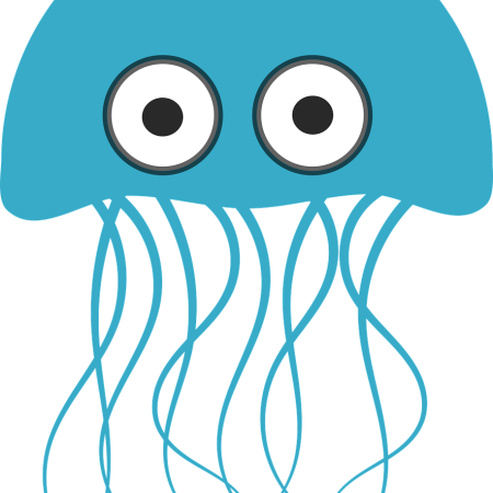 Jokey clipart image of a jellyfish.
