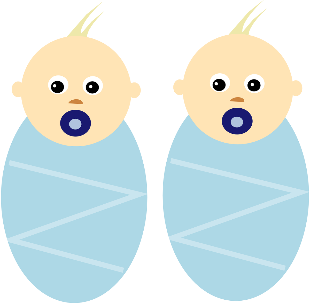Clipart showing a pait of twin baby boys
