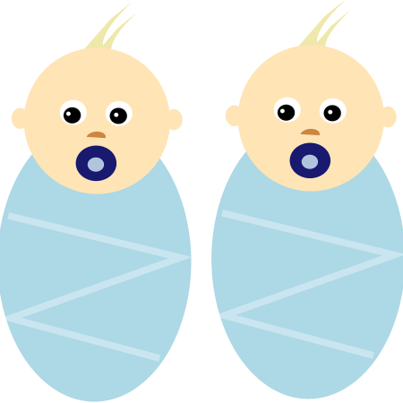Clipart showing a pait of twin baby boys