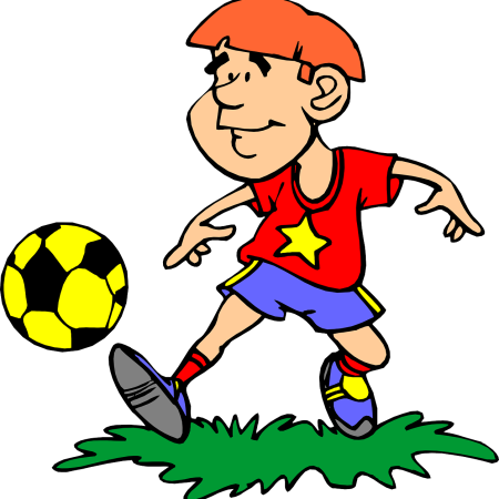 Clipart image of a boy playing soccer