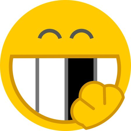 A n image of a smiling emoji. One of its teeth is missing.