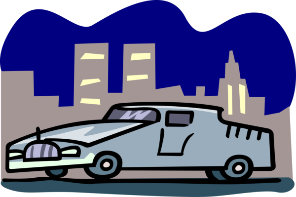 Clipart image of a parked car at night