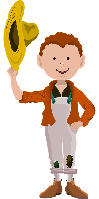 Clipart image of a farmer raising his hat