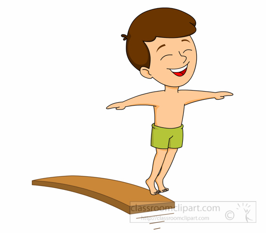 Clipart image of a boy about to dive off a diving board