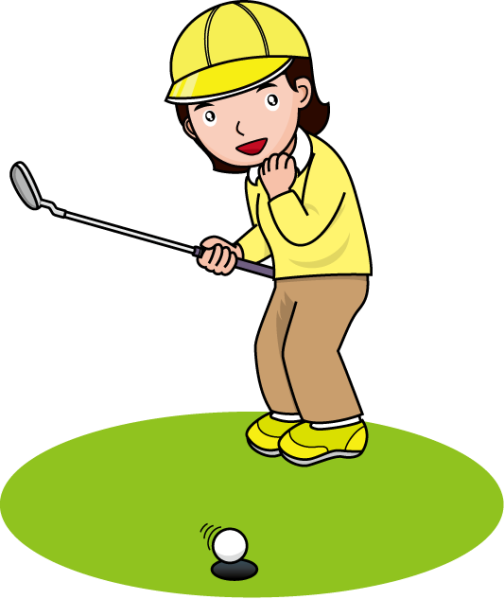 Cartoon image of a woman golfer